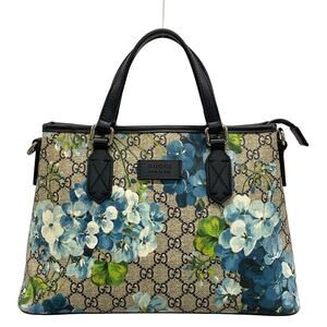 Gucci GG Blooms Handbag 429019 Navy Cream Multi PVC Leather